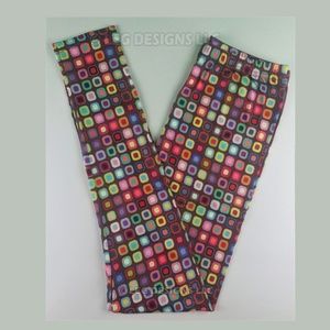 Custom  "MOSIAC SQUARES"  ELASTIC BAND Leggings